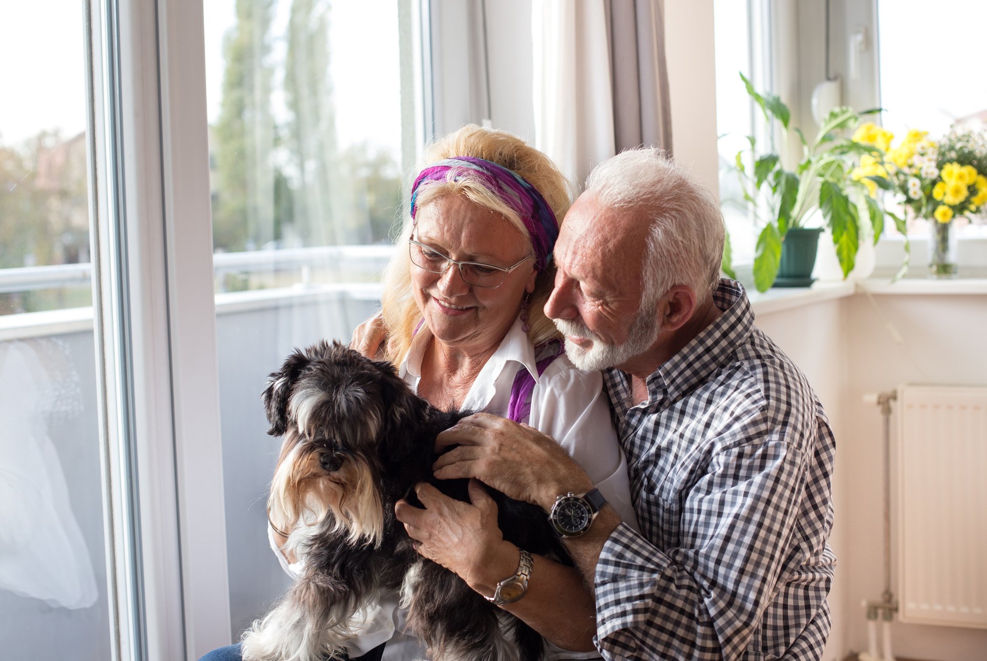 Senior couple with dog